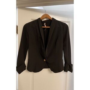 Pitaya Black Blazer single gold button lapel cuff size S